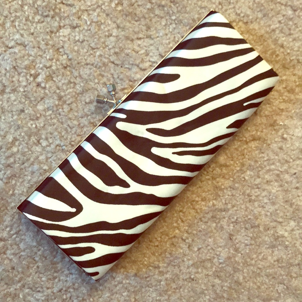 Zebra print clutch with optional chain strap